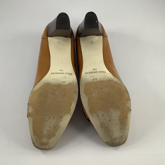 Enzo Angiolini Womens Taurus Brown Patent Leather Square Toe Chunky Heels 7.5 - Picture 7 of 11